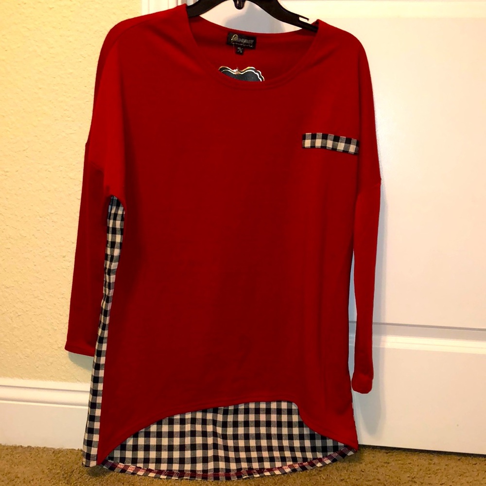 Red and Plaid Long Sleeve shirt!